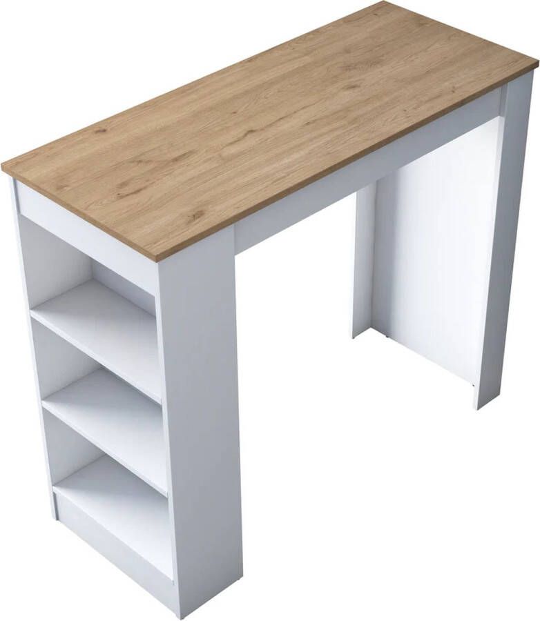 Rani Houten moderne Bartafel 120x100x50 cm Keukentafel Hoge tafel Sta tafel Wit