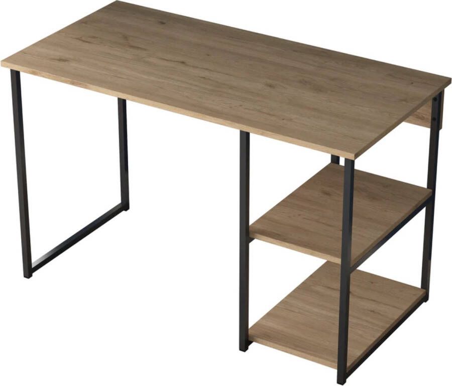 Rani Industriële bureau metaal design 120x74x60cm Houten bureaus Home Student Werk Bruin Industrieel