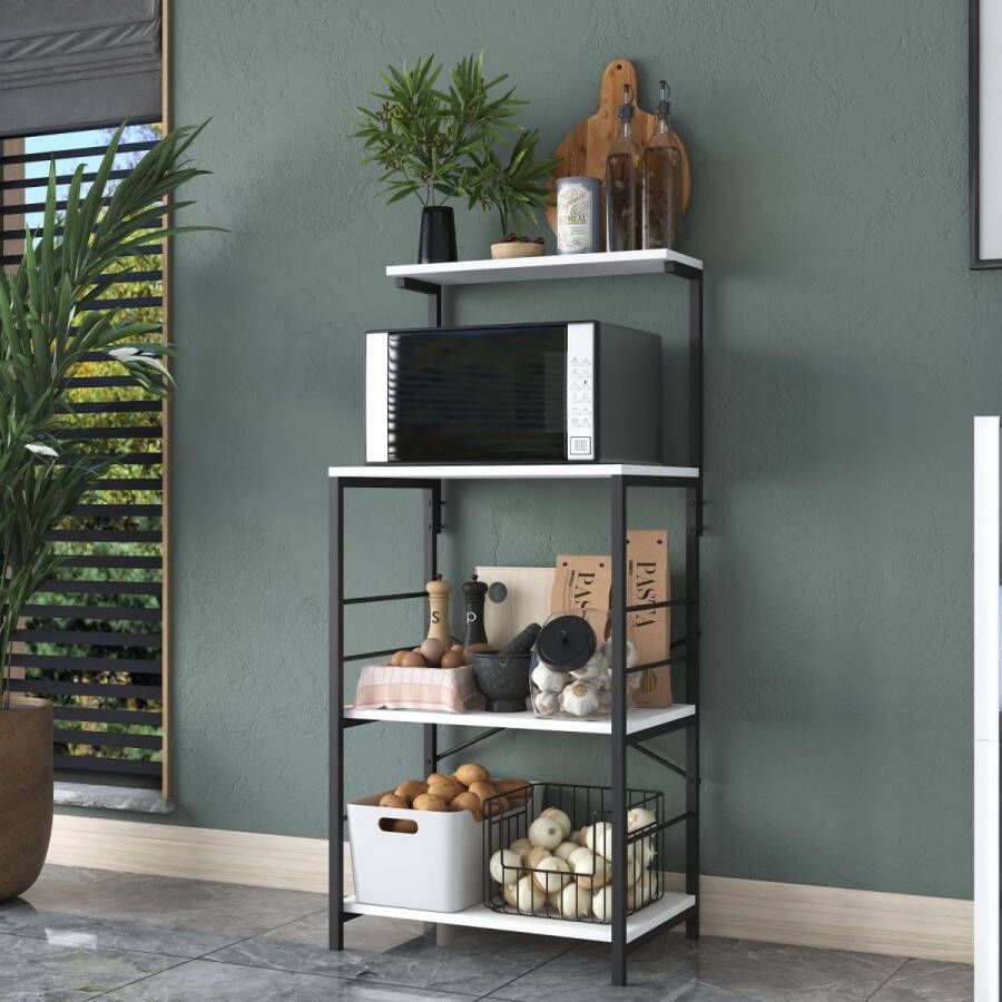 Rani Multifunctioneel Keukenkast metaal design 132x60x42 cm Massief Meubels Design Kasten Wit Metaal Badkamer Boekenkast