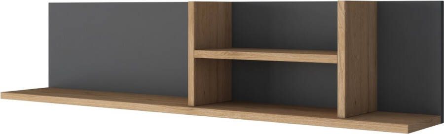 Rani Wandrekken 120x25x20 cm houten Boekenrek wandrek wandplank Meubels Organizer Antraciet Bruin boekenplanken