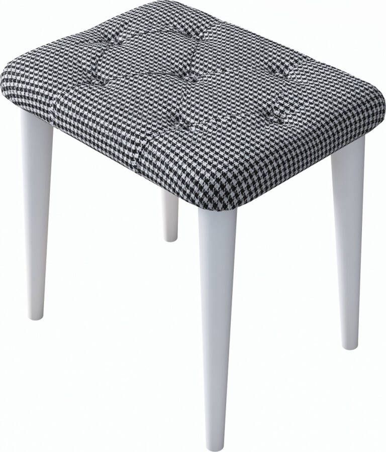 Rani Zwart-wit poef Kaptafel kruk Make-up tafels pied-de-poule patroon