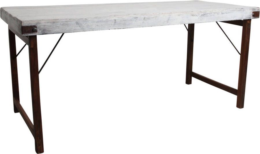 Raw Materials Inklapbare eettafel Gerecycled hout Wit 160 cm - Foto 1