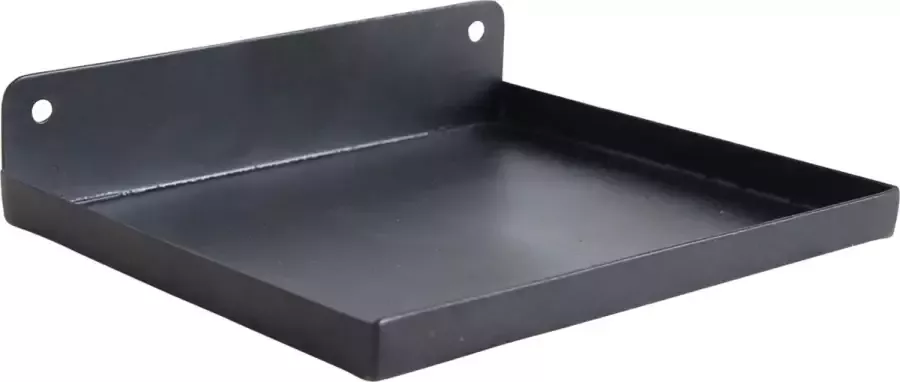 Raw Materials industriële zwarte wandplank Set van 2 35x12x3 cm Metaal