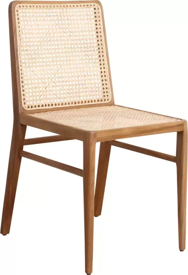 Raw Materials Nova eetkamerstoelen Teakhout & Rotan Naturel 44x53x86 cm set van 2