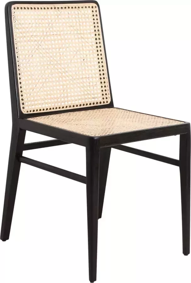 Raw Materials Nova eetkamerstoelen Teakhout & Rotan Zwart 44x53x86 cm set van 2