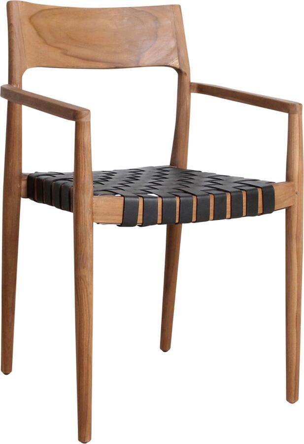 Raw Materials Freya Eetkamerstoel met armleuning 54x45x80 cm Zwart leer