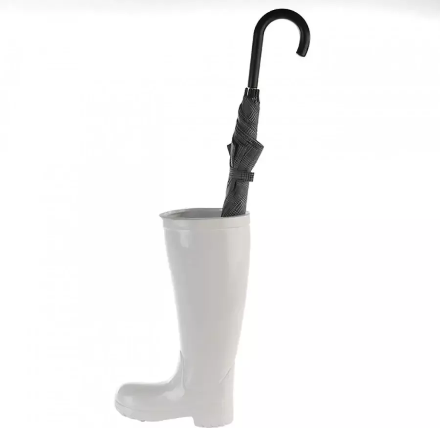 Rawa Geschenken Paraplubak Laars WIT gemaakt van keramiek Paraplustandaard Paraplumand Wandelstok Houder Paraplu Bak