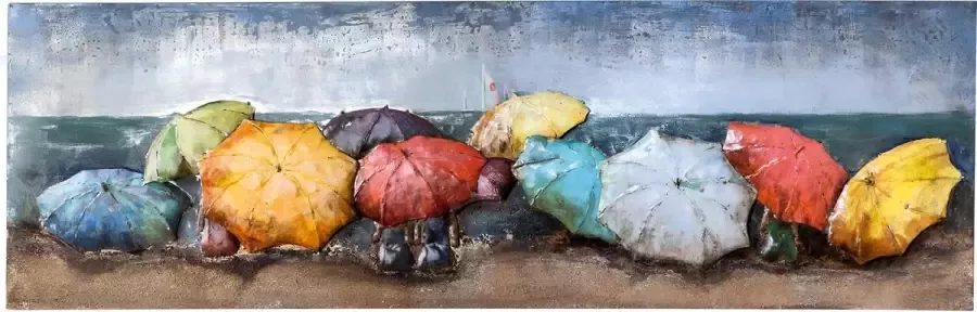 Rawa Geschenken Schilderij Metaal 3D metalen kunst beach -strand- parasols wanddecoratie