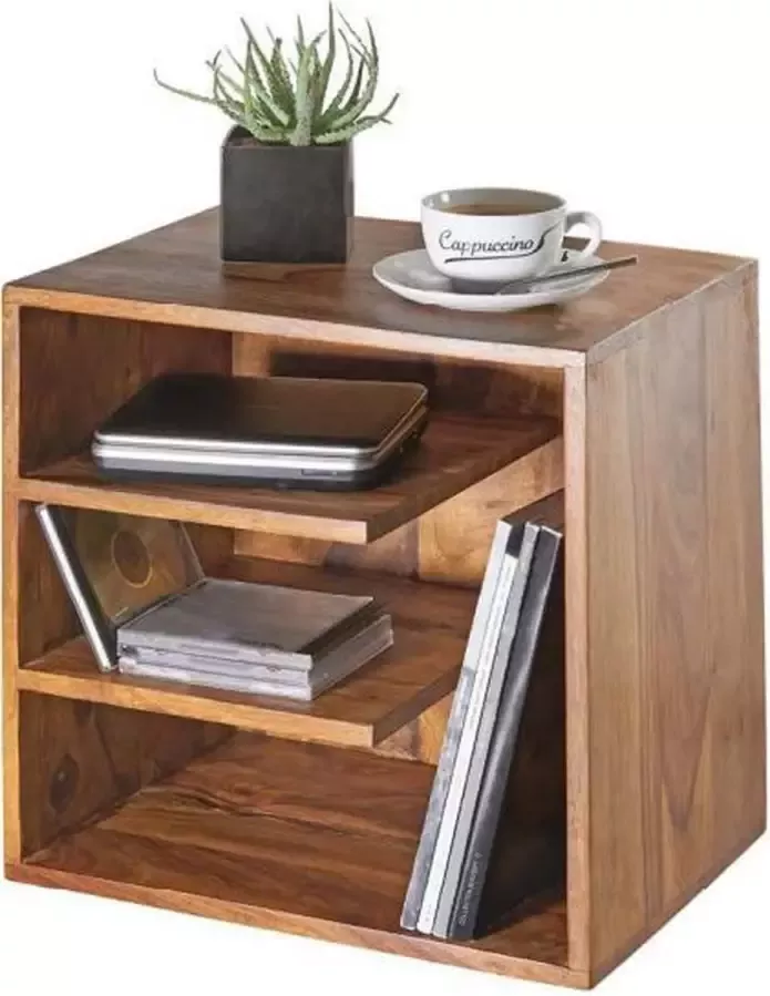 RC Meubels Bijzettafel Ladekast 2 planken Handgemaakt Hout 43x43x30 cm