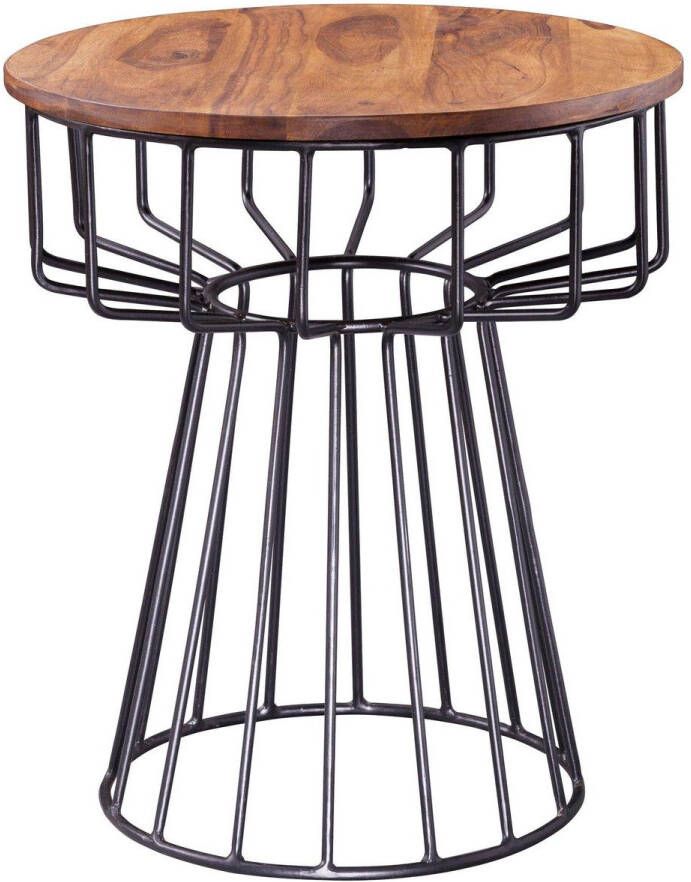 RC Meubels Bijzettafel -Salontafel Industrieel Rond Hout 47x55x47 cm