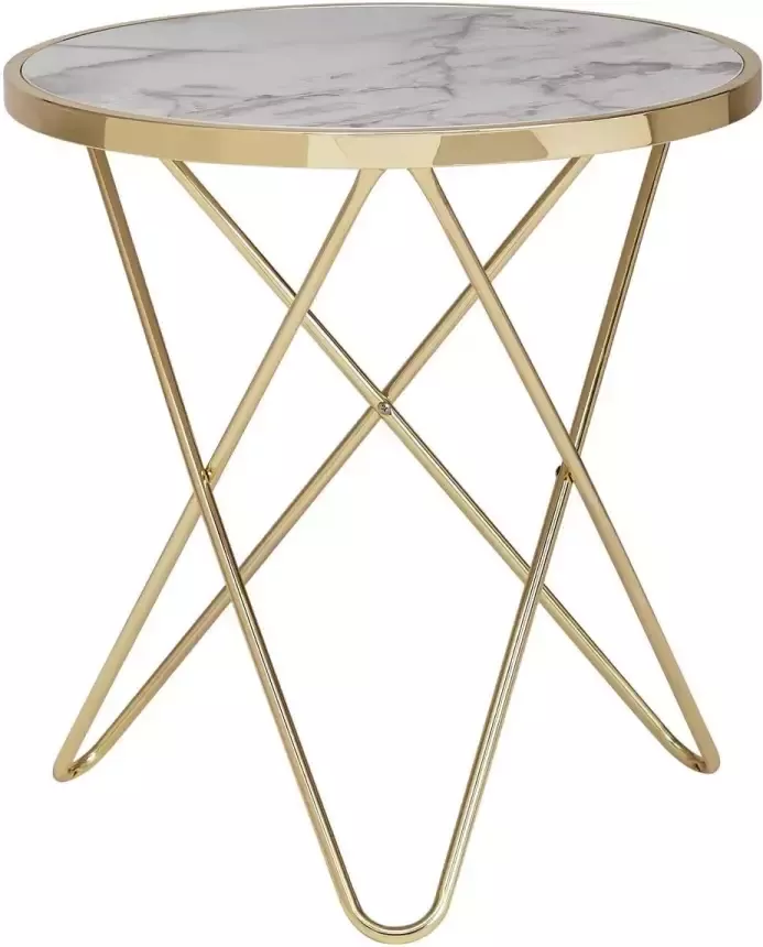 RC Meubels Bijzettafel Salontafel Marmer Rond Goud Ø 55 cm