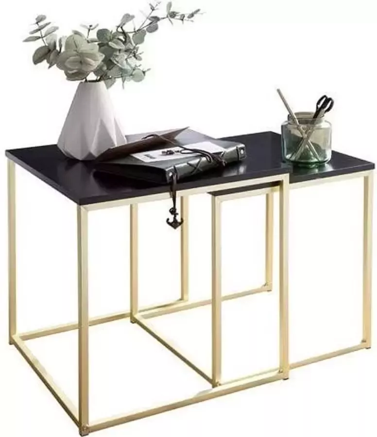 RC Meubels Bijzettafel set van 2 Design Hoogglans Goud 40x40x42 cm