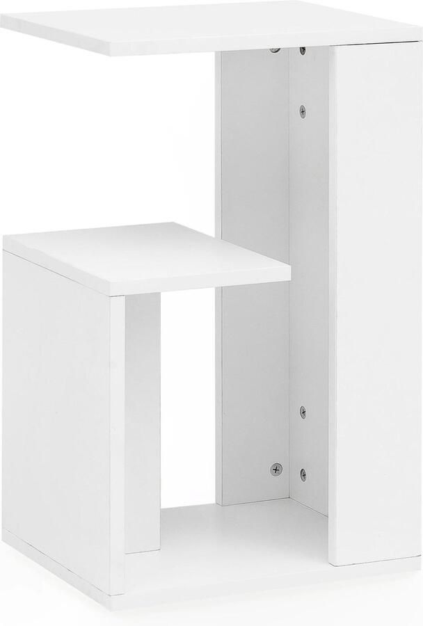 RC Meubels Bijzettafel Tafeltje Design 2 opbergvakken Hout Wit 35x29.5x60 cm