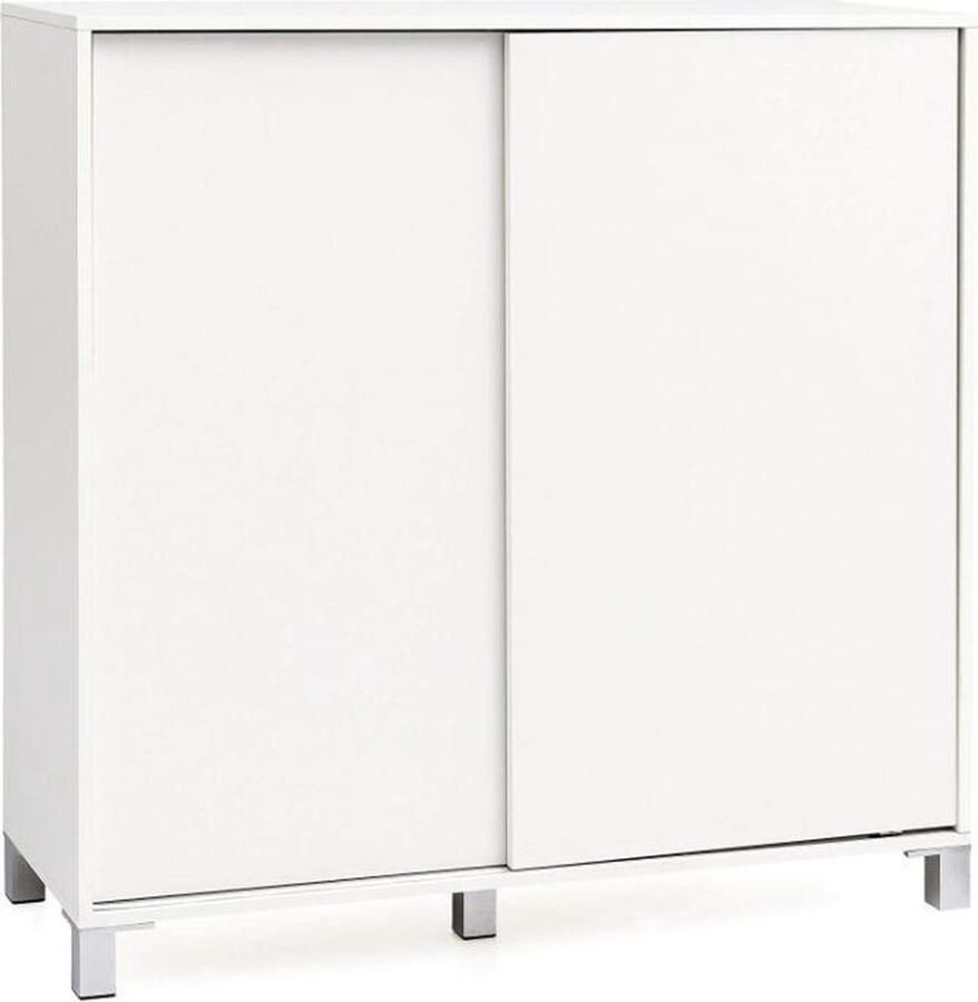 RC Meubels Schoenenkast Schoenenrek 5 legplanken Schuifdeuren Wit 100x37.5x108 cm