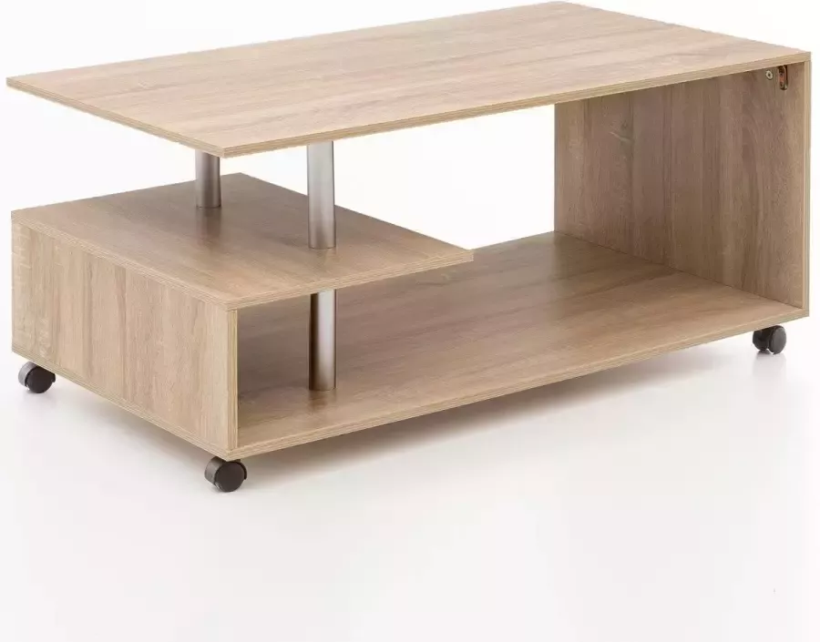 RC Meubels Salontafel Bijzettafel Design Zwenkwielen Hout 105x60x49 cm