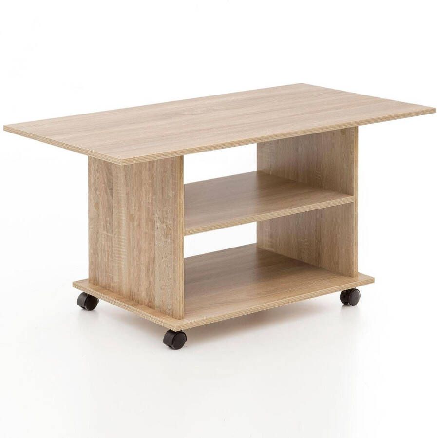 RC Meubels Salontafel Bijzettafel Scandinavisch design Zwenkwielen Hout Bruin 95x55x51 cm - Foto 1