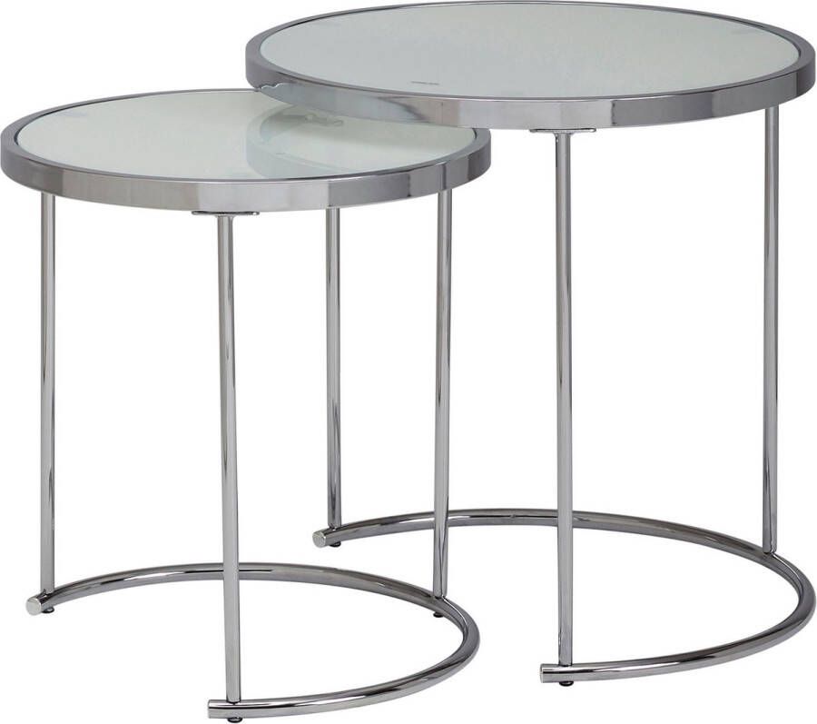 RC Meubels Salontafel Bijzettafel set van 2 Design Rond Zilver Ø 50 cm