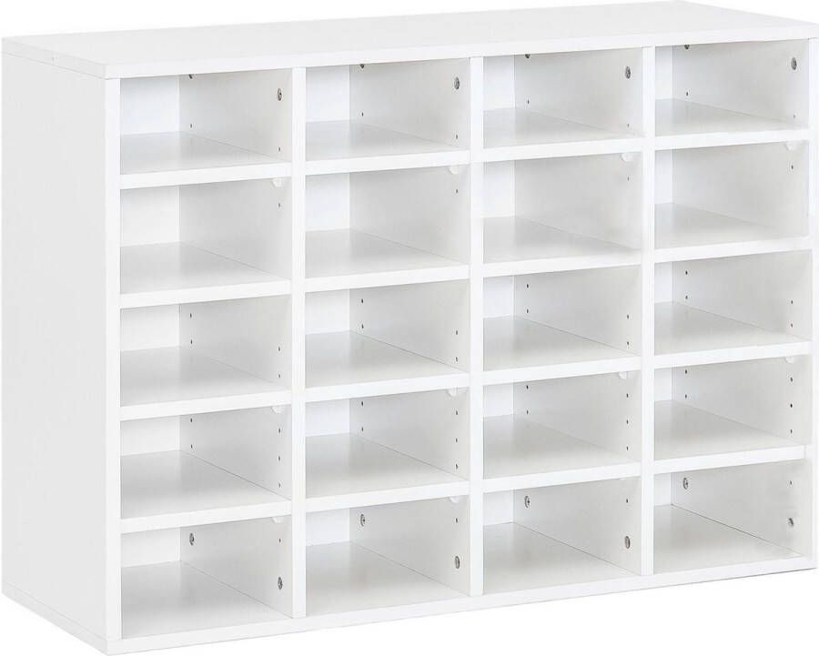 RC Meubels Schoenenkast Dressoir Modern 20 compartimenten Hout Wit 91x33x67 cm