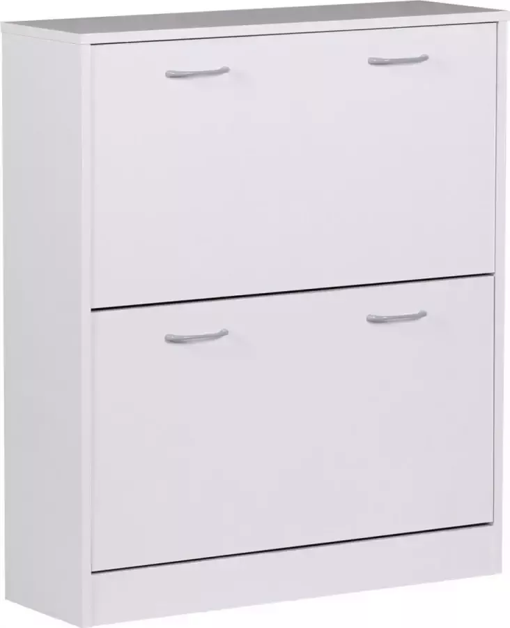 RC Meubels Schoenenkast Schoenenrek Klep 20 paar schoenen Hout Wit 75x24x87 cm