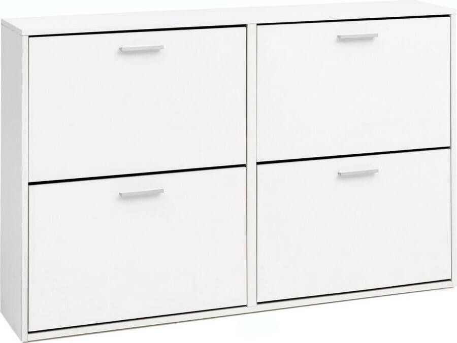 RC Meubels Schoenenkast Schoenenrek Klep 24 paar schoenen Hout Wit 120x81x24 cm