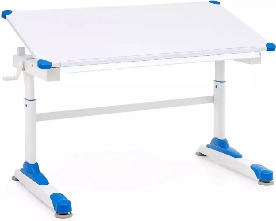 RC Meubels Tekentafel Bureau Liniaal In hoogte verstelbaar Wit blauw 119x67 cm