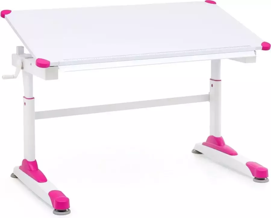 RC Meubels Tekentafel Bureau Liniaal In hoogte verstelbaar Wit roze 119x67 cm