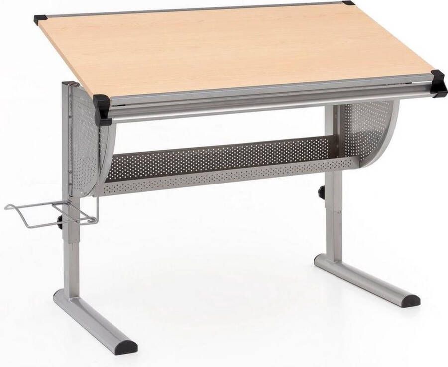 RC Meubels Tekentafel Bureau Liniaal Tashouder In hoogte verstelbaar Bruin 120x60 cm