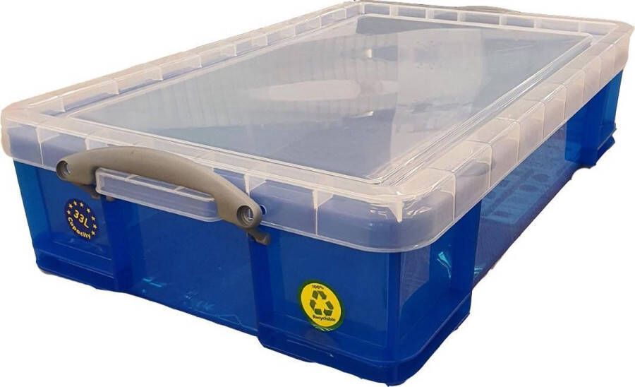 Really Useful Opbergbox ru 33ltr 710x440x165mm transp blauw Krimp a 1 stuk