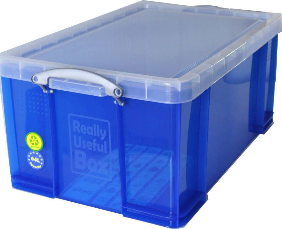 Really Useful Opbergbox ru 64ltr 710x440x310mm transp blauw Krimp a 1 stuk