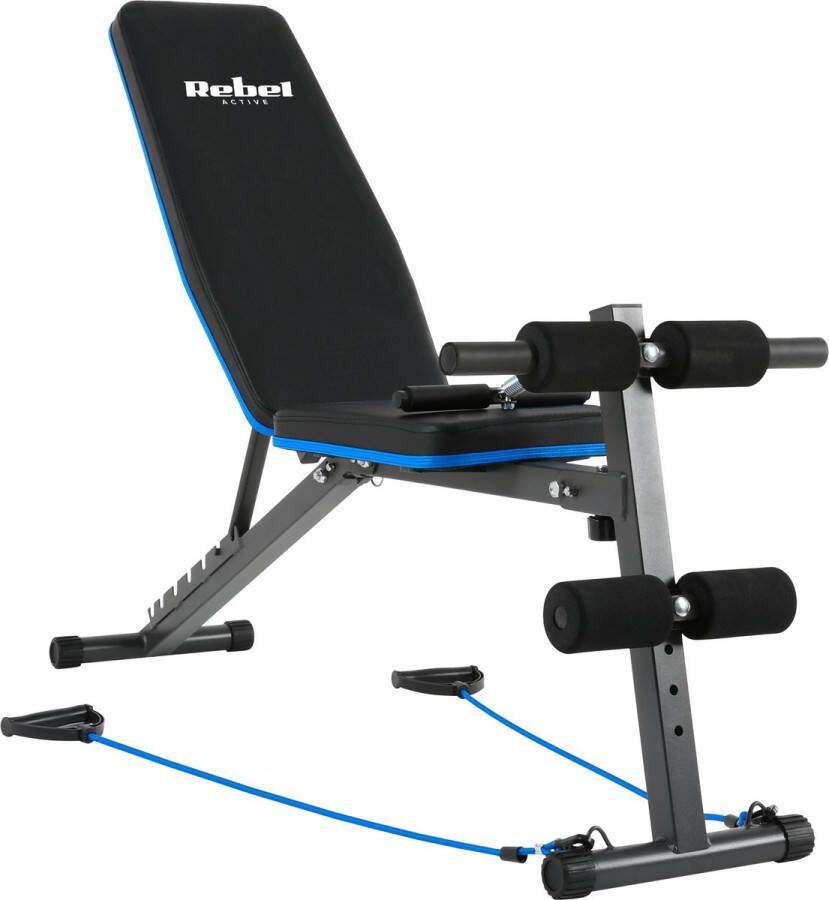 Rebel Active Schuine Trainingsbank met Beensteunen en Weerstandsbanden Fitnessbank Verstelbare Trainingsbank Bench Press Halterbank