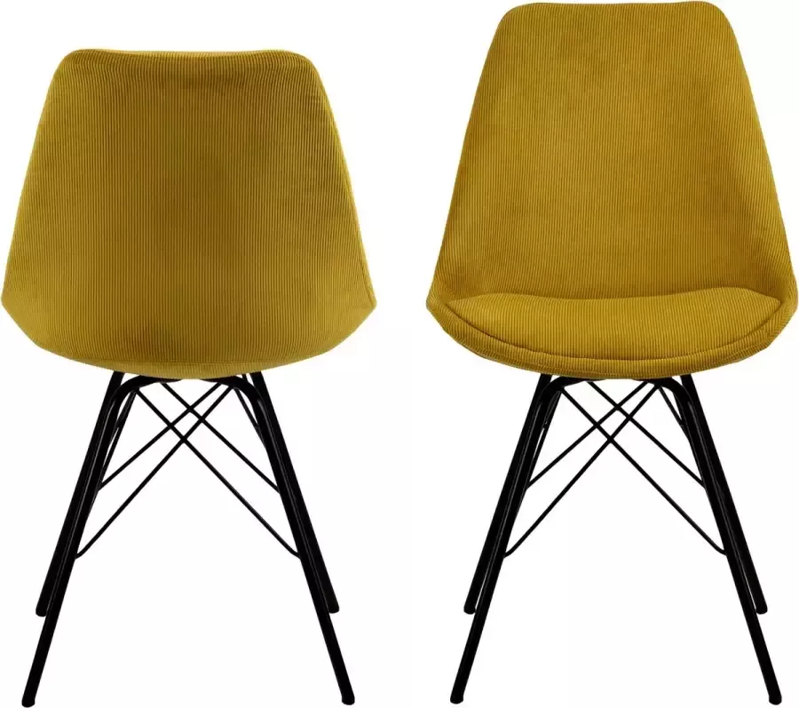 Rebellenclub Eetkamerstoel Bradford Fluweel Set van 2 Geel