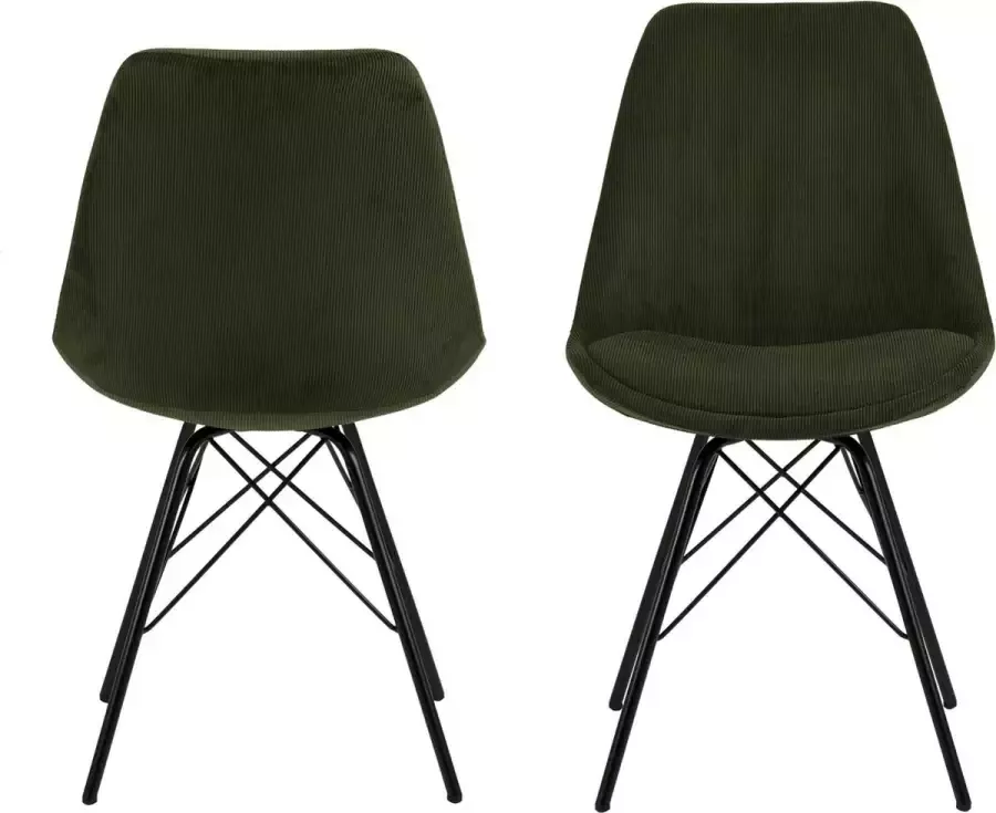 Rebellenclub Eetkamerstoel Bradford Fluweel Set van 2 Olijfgroen