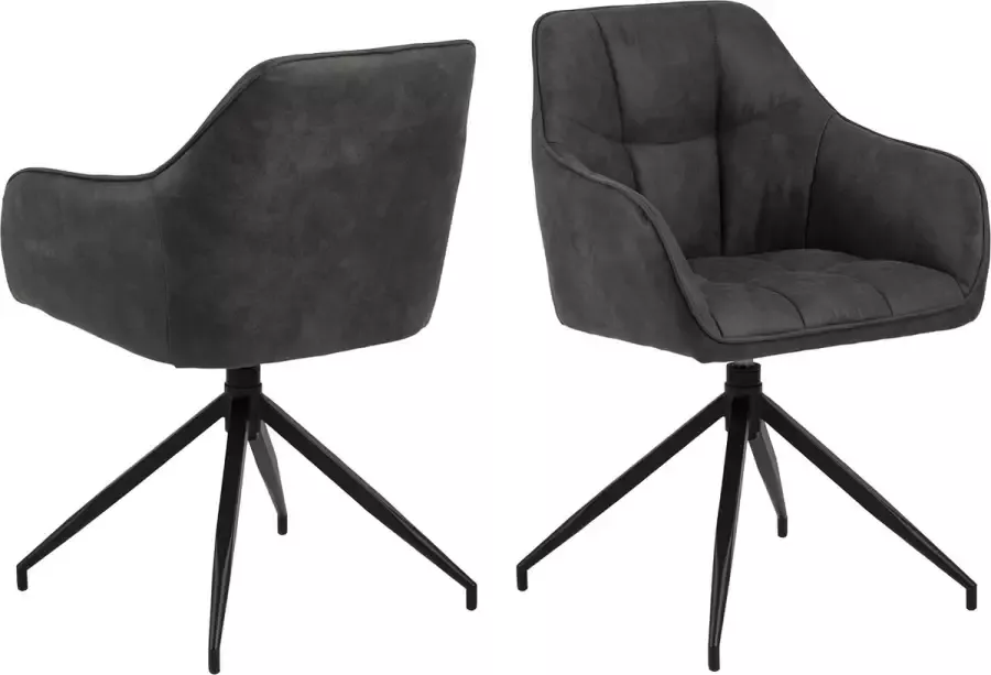 Rebellenclub Nivala Eetkamerstoel Fluwelen Bekleding Draaibaar Mat Zwart Frame - Foto 3