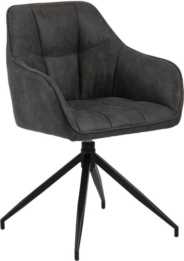 Rebellenclub Nivala Eetkamerstoel Fluwelen Bekleding Draaibaar Mat Zwart Frame - Foto 2