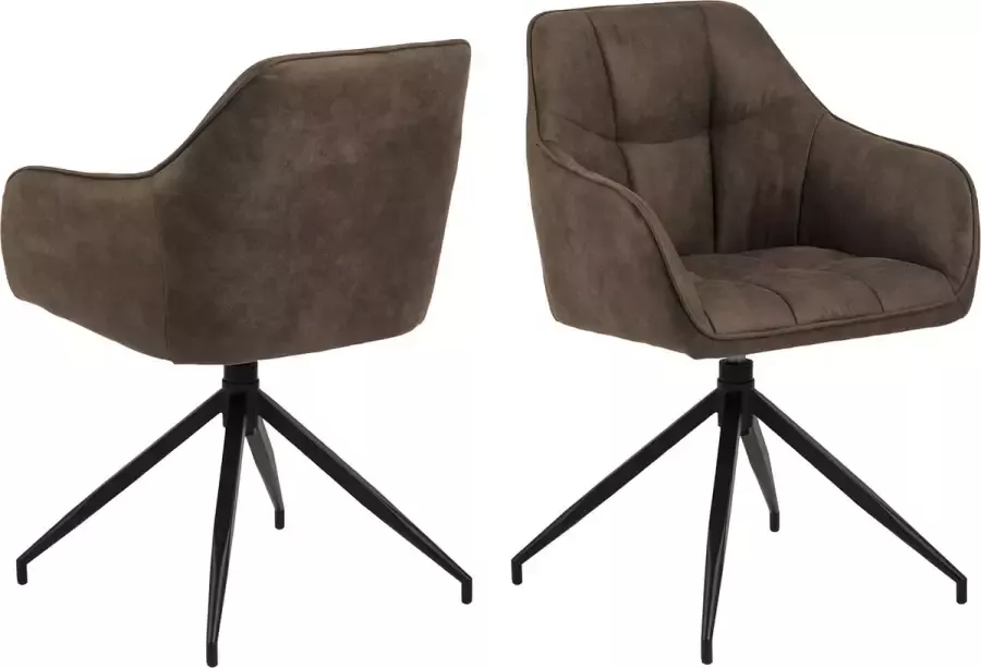 Rebellenclub Eetkamerstoel Nivala Bruin met mat zwart frame - Foto 3