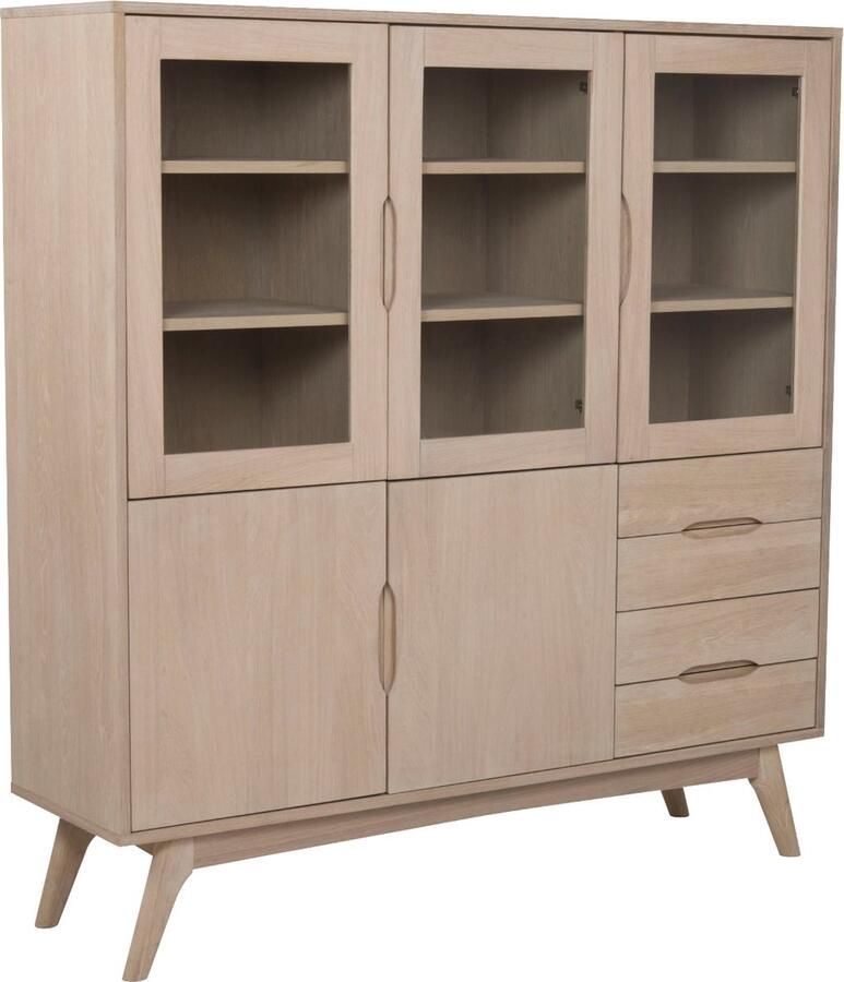 Rebellenclub Avesta Vitrinekast met 3 deuren Licht Eiken