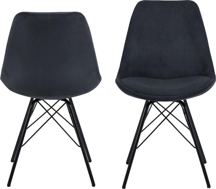 Rebellenclub Bradford Eetkamerstoel Set van 2 Antraciet Fluweel