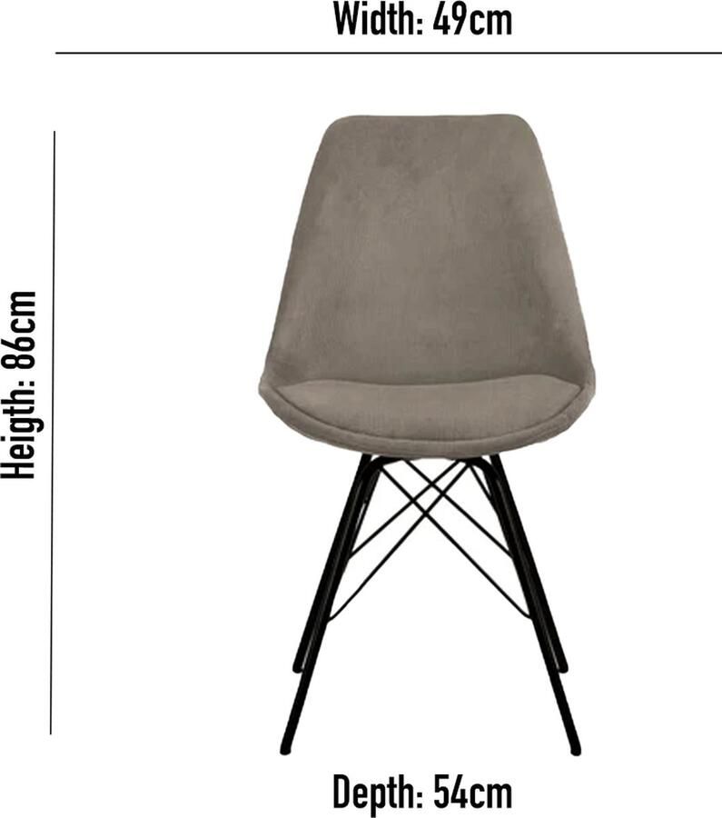 Rebellenclub Bradford Eetkamerstoel Set van 2 Fluweel Bekleding