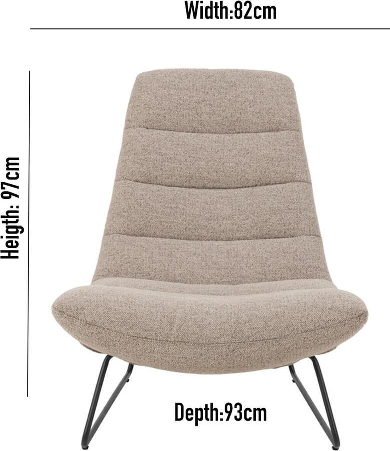 Rebellenclub Corby Fauteuil Bouclé Stoffen Bekleding Beige - Foto 2