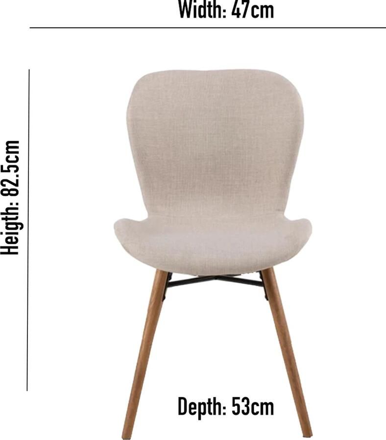 Rebellenclub Eetkamerstoel Pescara Set van 2 Creme met houten poten