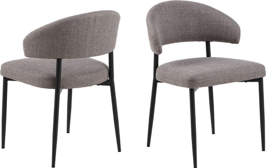 Rebellenclub Eldor Eetkamerstoel Set van 2 Licht Grijs Bruin