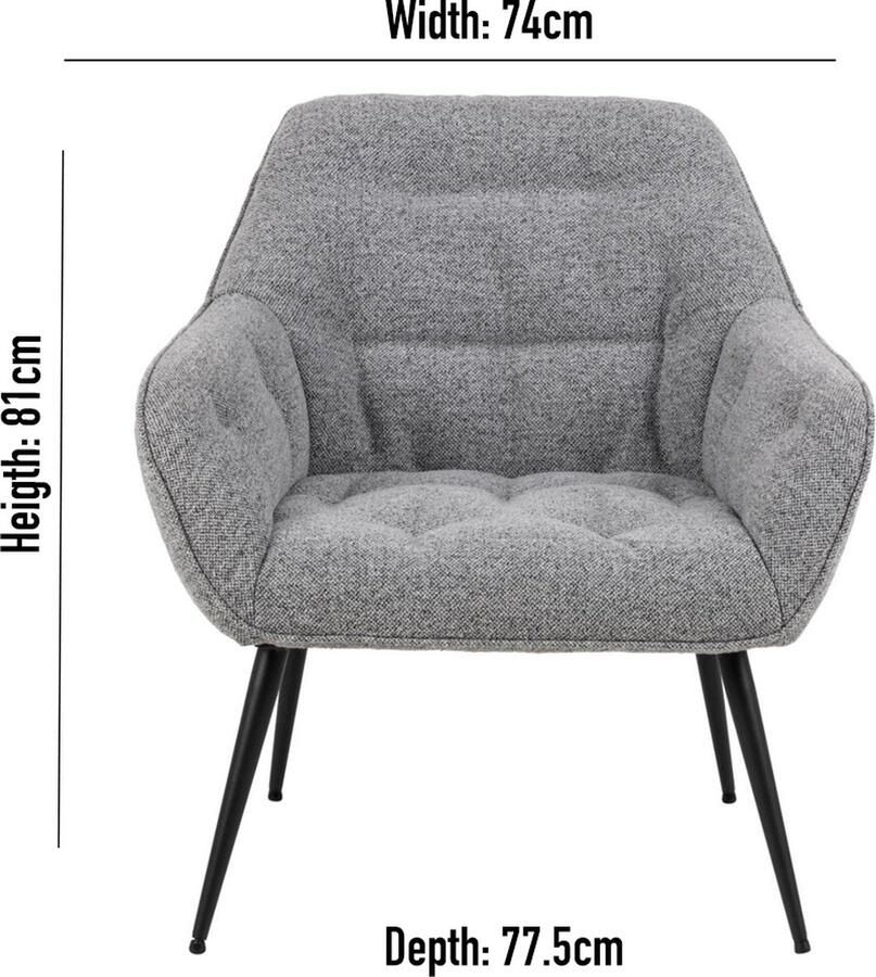 Rebellenclub Fauteuil Harstad Stoffen Bekleding Grijs