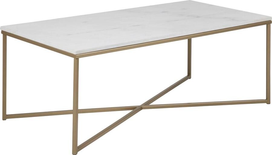 Rebellenclub Salontafel Genua Rechthoek Witte marmer print Brass