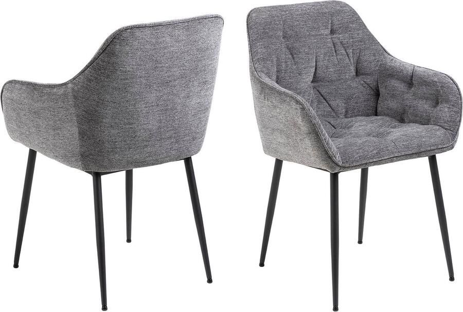 Rebellenclub Harstad Eetkamerstoel Antraciet met een Mat Zwart Frame