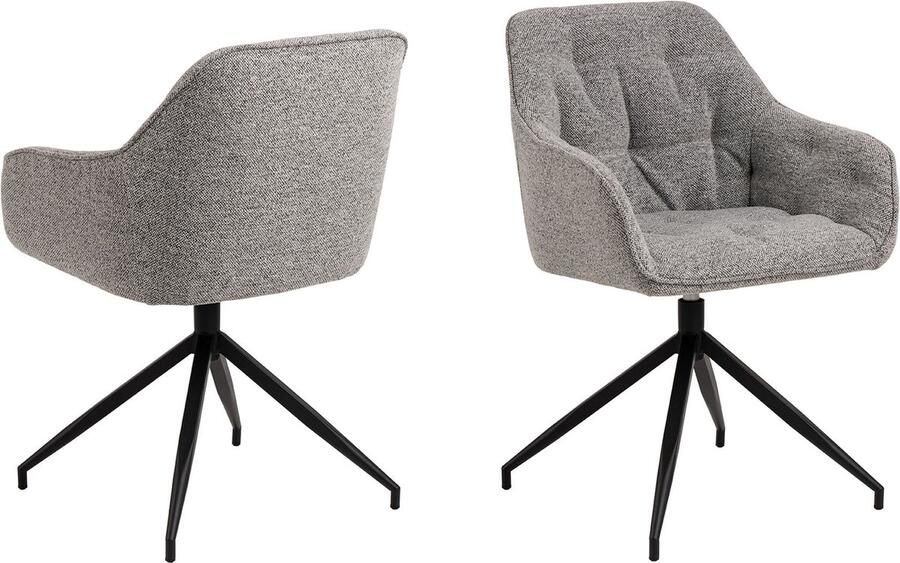 Rebellenclub Harstad Eetkamerstoel Grijs Bouclé met een Mat Zwart Frame