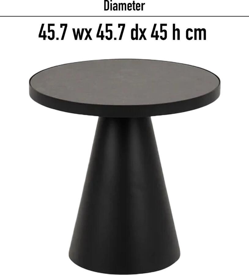 Rebellenclub Leeds Salontafel Zwart Keramiek Verkrijgbaar in Verschillende Maten Metalen Tafel