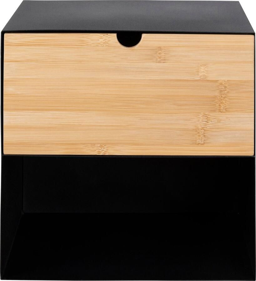 Rebellenclub Nachtkastje Bath Zwart met bamboe lade