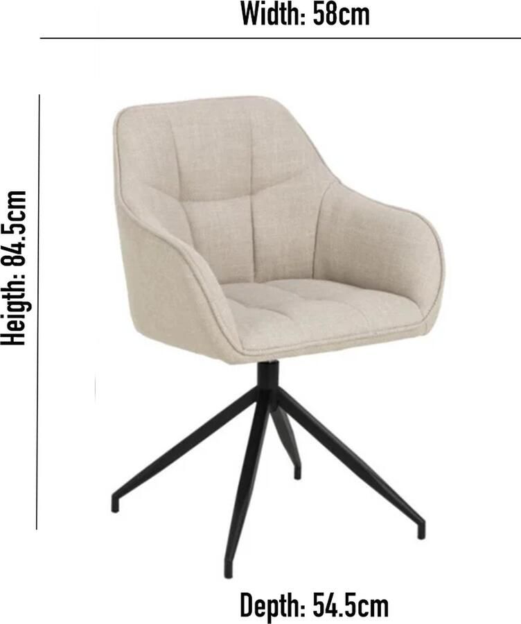 Rebellenclub Nivala Eetkamerstoel Fluwelen Bekleding Draaibaar Mat Zwart Frame