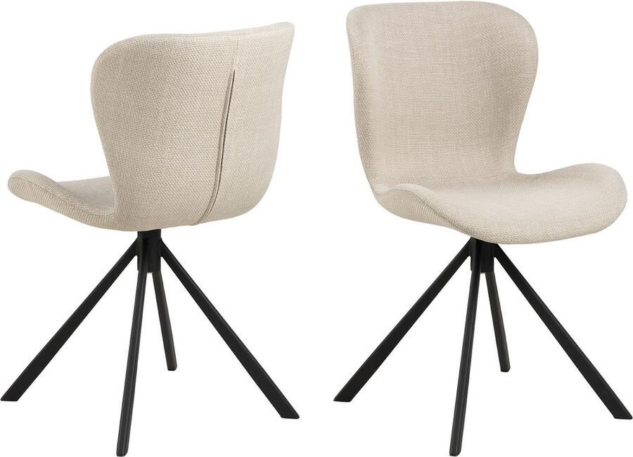 Rebellenclub Pescara Eetkamerstoel Set van 2 Beige met mat zwart frame