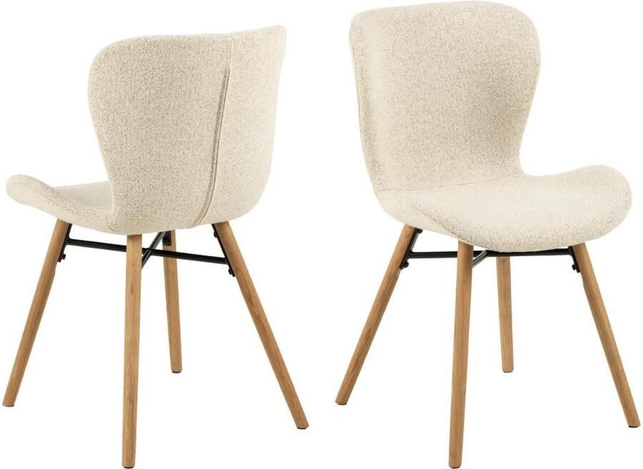 Rebellenclub Pescara Eetkamerstoel Set van 2 Creme Bouclé
